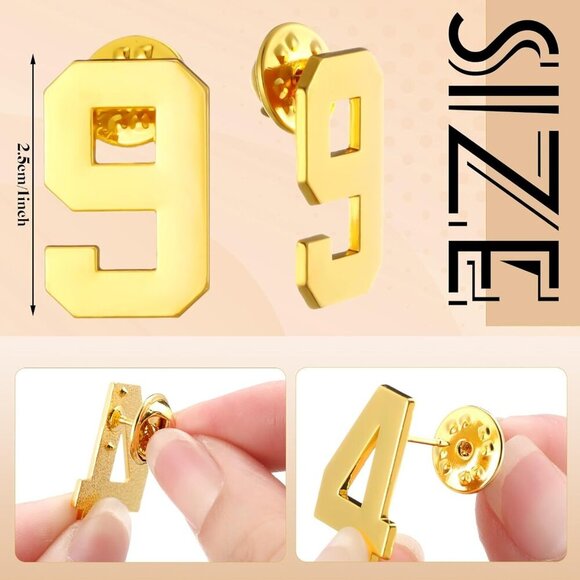 50 Pcs Number Lapel Pins Alloy Gold Casual Suit Accessories for Men Women - Picture 3 of 7